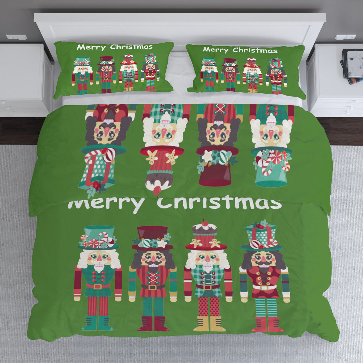 Multi-Size Printed Duvet Cover 3-Piece Set (Double-Sided Printing)｜ Polyester - Nutcrackers