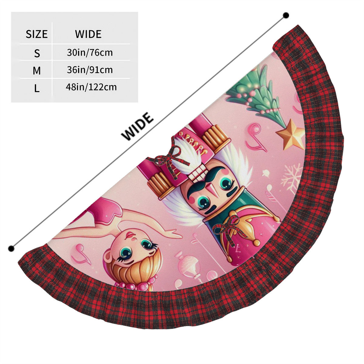 Plaid Nutcracker Pink Christmas Tree Skirt